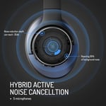 OneOdio A10 Bluetooth kulak üstü kulaklık, hibrit aktif gürültü önleme özellikli [62 saate kadar] kablosuz kulaklık, Hi-Res ses, derin bas, seyahat için mikrofon, ev, ofis için (siyah)