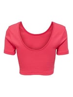 ONLY Kadın Kısa Kol Crop T-Shirt, Bisiklet Yaka, Pembe, L