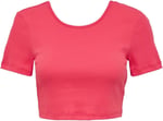 ONLY Kadın Kısa Kol Crop T-Shirt, Bisiklet Yaka, Pembe, L
