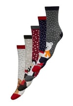 ONLY Kadın ONLCHRISTMAS 5-PACK SOCKS IN A BOX Çorap, Açık Gri Melanj, ONE SIZE