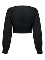 ONLY ONLLOU LIFE EMB L/S V-NECK SHORT TOP PTM Tişört Kadın