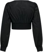ONLY ONLLOU LIFE EMB L/S V-NECK SHORT TOP PTM Tişört Kadın