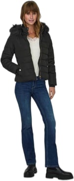 Only Onlnewcamilla Fur Hood Jacket Cc Otw Kadın Günlük Mont 15304767-BLACK Siyah