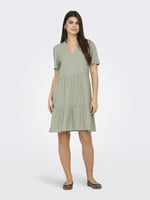 ONLY Onltiri-caro S/S V yaka Lin Dress Cc PntElbiseKadın