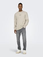 Only & Sons Düz Yaka Ekru Sweatshirt, 22030923