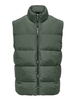 ONLY & SONS Erkek kapitone yelek ONSMELVIN LIFE PUFFER VEST OTW VD, Peat, M