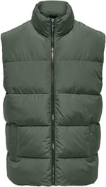 ONLY & SONS Erkek kapitone yelek ONSMELVIN LIFE PUFFER VEST OTW VD, Peat, M