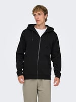 Only & Sons Kapüşon Yaka Siyah Sweatshırt ONSCERES ZIP THR. HOODIE SWEAT NOOS, 165-22018684