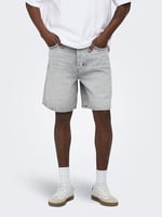 Only & Sons Onsfade Rahat Kalıp Jean Şort, XL, 22033157, Gri, Erkek