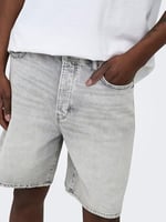 Only & Sons Onsfade Rahat Kalıp Jean Şort, XL, 22033157, Gri, Erkek