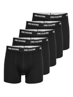 Only & Sons ONSFITZ SOLID BLACK BOXER 5-PACK Boxer Külot Erkek