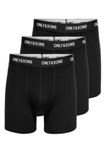 Only & Sons Onsfitz Solid Black Trunk 3pack3854 Noos Boxer Şort Erkek