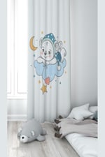 ontheclouds Ayıcık Desenli Dijital Baskı Fon Perdesi, 140 x 240, FONPRD15, beyaz-mavi