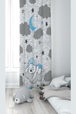 ontheclouds Ayıcık Desenli Dijital Baskı Fon Perdesi, 70 x 270, FONPRD9, gri-mavi