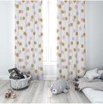 ontheclouds Beyaz Puantiyeli Dijital Baskı Bebek Çocuk Fon Perdesi, 70 x 270, FONPRD19, pembe-çizgili