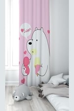 ontheclouds Pembe Ayıcık Desenli Bebek Çocuk Odası Fon Perdesi, 140 x 270, FONPRD3, karışık renkli