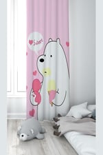 ontheclouds Pembe Ayıcık Desenli Bebek Çocuk Odası Fon Perdesi, 140 x 270, FONPRD3, karışık renkli