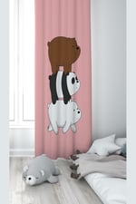 ontheclouds Pembe Ayıcık Desenli Dijital Baskı Fon Perdesi, 70 x 270, FONPRD3, pembe-kahverengi - Seçenekler: 70 x 200, 70 x 240, 70 x 270, 140 x 200, 140 x 240...