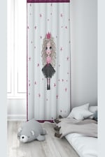 ontheclouds Su Yeşili Tavşan Desenli Bebek Çocuk Odası Fon Perdesi, 70 x 270, FONPRD11, beyaz-fuşya