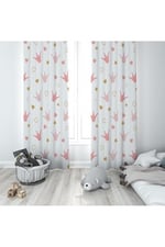 ontheclouds Taç Desenli Dijital Baskı Bebek Çocuk Fon Perde, 70 x 240, FONPRD19, beyaz-pembe-gold