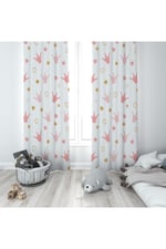 ontheclouds Taç Desenli Dijital Baskı Bebek Çocuk Fon Perde, 70 x 240, FONPRD19, beyaz-pembe-gold