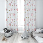 ontheclouds Taç Desenli Dijital Baskı Bebek Çocuk Fon Perde, 70 x 240, FONPRD19, beyaz-pembe-gold