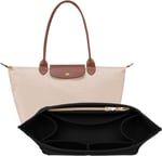 OPPOSHE Longchamp Le Pliage için Çanta Düzenleyici Ekleme, Premium Keçe Uzun Şampiyon Çanta El Çantası Kadın Bez Düzenleyici Ekleme 9 Bölmeli (Büyük, Siyah)