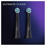 Oral-B iO Ultimate Clean Elektrikli Diş Fırçası Başlığı, Daha Derin Plak Çıkarma için Bükülmüş ve Açılı Kıllar, 2'li Diş Fırçası Başlığı, Siyah