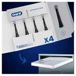 Oral-B iO Ultimate Clean Elektrikli Diş Fırçası Başlığı, Daha Derin Plak Çıkarma için Bükülmüş ve Açılı Kıllar, 4'lü Paket, Posta Kutusu için Uygun, Siyah