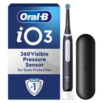Oral-B iO3 Elektrikli Diş Fırçaları Yetişkin, 1 Diş Fırçası Başlığı ve Seyahat Çantası, Diş Beyazlatma ile 3 Mod, 2-Pin UK Fiş, Siyah