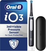 Oral-B iO3 Elektrikli Diş Fırçaları Yetişkin, 1 Diş Fırçası Başlığı ve Seyahat Çantası, Diş Beyazlatma ile 3 Mod, 2-Pin UK Fiş, Siyah