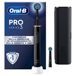 Oral-B Pro 3 3500 Elektrikli Diş Fırçası Salıncak Döner, Hassas Diş Etlerini Korumak için Basınç Sensörü, Beyazlık Modu, 2 Yedek Yuvarlak Fırça 1 Şarj Cihazı, Siyah