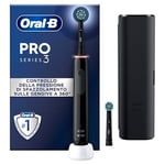 Oral-B Pro 3 3500 Elektrikli Diş Fırçası Salıncak Döner, Hassas Diş Etlerini Korumak için Basınç Sensörü, Beyazlık Modu, 2 Yedek Yuvarlak Fırça 1 Şarj Cihazı, Siyah
