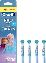 Oral-B Pro Kids Disney Buz Kraliçesi Yedek Fırçalar, Hassas Diş Etleri İçin Yuvarlak ve Yumuşak Uçlar, Çocuklar İçin Elektrikli Fırçalar İçin Uygun, 4'lü Paket
