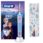 Oral-B Pro Kids Elektrikli Diş Fırçası Çocuk, Disney Frozen 1 Yumuşak Fırça, 1 Seyahat Çantası, Zamanlayıcı ve Titreşim, Şarj Edilebilir Pil, 4 Çıkartma, 3 Yaş ve Üstü