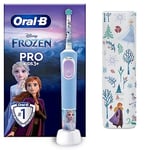 Oral-B Pro Kids Elektrikli Diş Fırçası Çocuk, Disney Frozen 1 Yumuşak Fırça, 1 Seyahat Çantası, Zamanlayıcı ve Titreşim, Şarj Edilebilir Pil, 4 Çıkartma, 3 Yaş ve Üstü