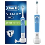 Oral-B Vitality Plus elektrikli diş fırçası, 1 sap, 2 çapraz fırça başlığı, 1 mod, 2D temizleme, 2 kutuplu UK fişi, mavi ve beyaz