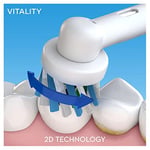 Oral-B Vitality Plus elektrikli diş fırçası, 1 sap, 2 çapraz fırça başlığı, 1 mod, 2D temizleme, 2 kutuplu UK fişi, mavi ve beyaz