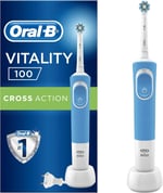 Oral-B Vitality Plus elektrikli diş fırçası, 1 sap, 2 çapraz fırça başlığı, 1 mod, 2D temizleme, 2 kutuplu UK fişi, mavi ve beyaz