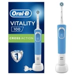 Oral-B Vitality Plus elektrikli diş fırçası, 1 sap, 2 çapraz fırça başlığı, 1 mod, 2D temizleme, 2 kutuplu UK fişi, mavi ve beyaz