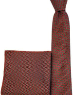 Oranj Desenli Kravat Mendil Set