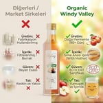Organic Windy Valley Organik Elma Sirkesi (Sirke Analı) / Apple Vinegar (With the Mother) (500ml), ECOCERT Sertifikalı & İzlenebilir - İçimlik, Cam Şişe