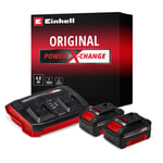 Orijinal Einhell Power X-Change Başlangıç Kiti Akü ve Şarj Cihazı (Li-Ion, 18 V, 2 x 4.0 Ah akü ve Twincharger şarj cihazı, tüm Power X-Change cihazları ile uyumlu) - 4512112