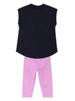 Orman Kedisi Kız Çocuk T-shirt Lila Tayt Takım