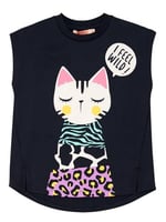 Orman Kedisi Kız Çocuk T-shirt Lila Tayt Takım