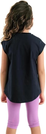 Orman Kedisi Kız Çocuk T-shirt Lila Tayt Takım
