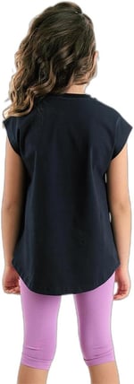 Orman Kedisi Kız Çocuk T-shirt Lila Tayt Takım