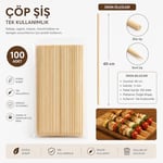 Orret Home 100 Adet 40 cm Çöp Şiş Ahşap Tek Kullanımlık Mangal Şişi Uzun Çöp Şiş Barbekü Izgara Fırın Uyumlu Marshmallow Şiş Çubuk