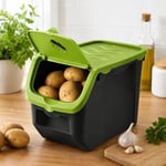 Orret Home 12 Litre Patates Soğan Saklama Kabı Hava Alabilir Kapaklı Sebze Saklama Kutusu Kilitli Kapaklı Sarımsak Organizer Plastik Erzak Saklama Kabı İstiflenebilir Kiler Düzenleyici (ASORTİ RENK)