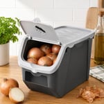 Orret Home 12 Litre Patates Soğan Saklama Kabı Hava Alabilir Kapaklı Sebze Saklama Kutusu Kilitli Kapaklı Sarımsak Organizer Plastik Erzak Saklama Kabı İstiflenebilir Kiler Düzenleyici (ASORTİ RENK)